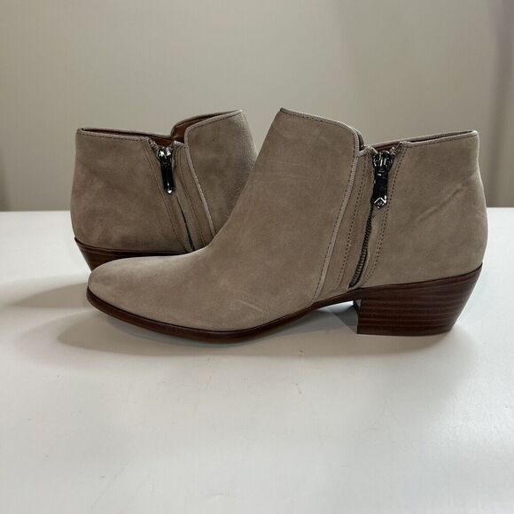 Sam Edelman Petty Suede Heeled Ankle Bootie Womens 9 M Putty Gray Beige - Picture 4 of 8